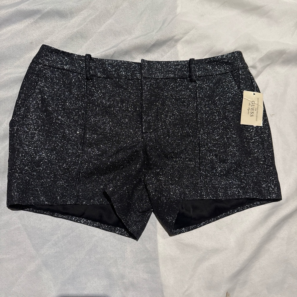 New Guess Embellished Black Silver Dressy Shorts L 10